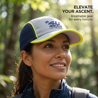Casquette de course personnalisée 5 panneaux en maille avec logo brodé 3D 4ugear, respirante, néon, ajustable pour la randonnée en extérieur hommes et femmes