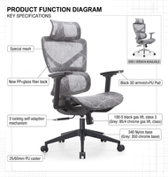 Chaise de bureau ergonomique de haute qualité, confortable pour une utilisation prolongée, avec dossier haut, design ergonomique, roulement fluide, maille respirante