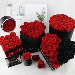 2021 Hot Selling real touch eternal Preserved Roses in Heart shaped Gift Box For Valentine's Day's gift preserved roses