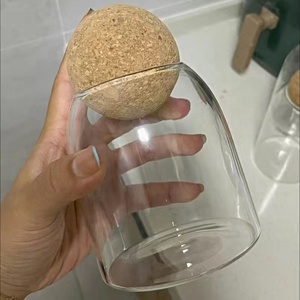 Récipient de bougie en verre borosilicaté élevé avec boule de liège couleur arc-en-ciel couleur unie quantité minimale de commande <span class=keywords><strong>bas</strong></span> - Product Image 3