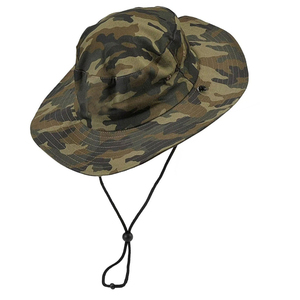 Sombrero Boonie de ala ancha personalizado de alta calidad al por mayor, Parche de goma con logotipo, protección UV, sombrero de pescador con cuerda - Product Image 5