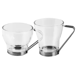 Glass Cup Set Coffee Tea Mugs Drinking Glasses Cups Latte Cappuccino Espresso Glassware