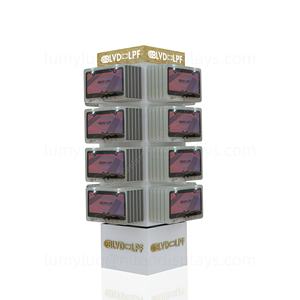 Support de présentation rotatif à 4 faces en métal pour cosmétiques avec crochets 360 °   Étagère au sol pour les trousses de maquillage et les produits de soin de la peau - Product Image 6