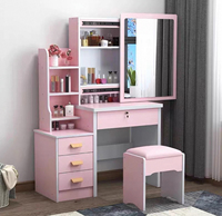 Meuble-lavabo moderne en bois massif économique avec miroir - Coiffeuse à 4 tiroirs pour la maison, l'hôtel, la salle de bain et la chambre à coucher