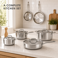 Ensemble de casseroles professionnel en acier inoxydable 304, 10 pièces, ensemble complet d'ustensiles de cuisine, casseroles et poêles en acier inoxydable
