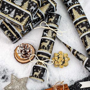Yarcony Kraft Christmas <b>Wrapping</b> <b>Paper</b> Black Roll 46.8 Sq Ft Recyclable Gift Craft Packaging - Product Image 5