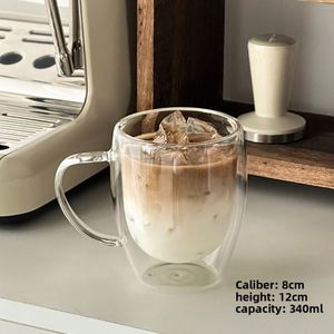 Tasse à café en verre transparent à double paroi, style nordique simple, sans poignée ni couvercle, résistante à la chaleur et au froid, pour café et jus - Product Image 6
