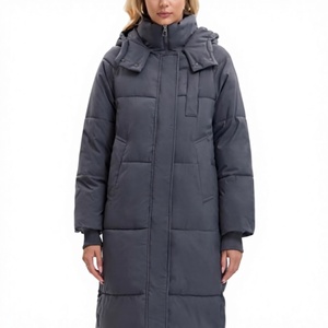 Parka Larga Acolchada para Mujer, con Capucha, Manga Larga, Abrigo Cálido de Invierno, Color Sólido, Relleno de Fibra de Poliéster, Prenda Exterior Gruesa - Product Image 1