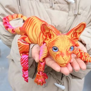 New Arrival 3D Printed 50cm Sphynx Cat SDK25 Articulated Figurine Joint Movable Bionic Toy Desktop Decor 3d <b>Ornament</b> - Product Image 3