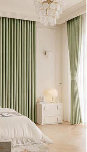 Cortinas de ventana, cortinas de Oliva de chenile opacas completas minimalistas modernas para dormitorio principal y sala de estar - Product Image 2