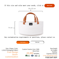 Ensemble de paniers de rangement modernes et minimalistes en corde de coton blanc avec poignées, polyvalents pour sac à couches et panier de courses, durables