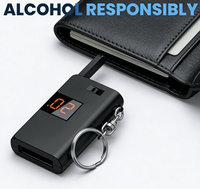 Alcoholímetro de Llavero Airsense BAC (Negro) |   Sensor de Celda de Combustible Semiconductor, Operación con un Botón, Respuesta de 1 Segundo, Batería de Litio
