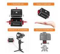 Kit Base per Piastra a Sgancio Rapido 1/4"-20 in Lega di Alluminio con Blocco a Scorrimento, Adattatore per Montaggio Fotocamera, Supporto OEM ODM, Logo Personalizzato, Incisione Laser