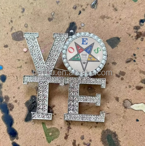 I collegamenti incorporavano strass chiaro e bianco perla intarsiata spilla per voto da donna organizzazione vota gioielli spilla - Product Image 3