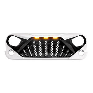 Grilles de voiture blanc et noir brillant Grille de pare-chocs avant de calandre de Style Goliath avec lumières LED ambre pour 2007-2018 Jeep <span class=keywords><strong>JK</strong></span> JKU <span class=keywords><strong>ABS</strong></span> nouveau - Product Image 1