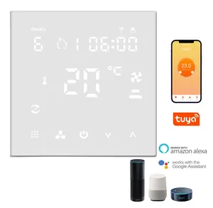 Sistema termostato hvac para quarto hi607ac, sistema programável de bloqueio para crianças, válvula on/off para unidades inteligentes de bobina de ventilador