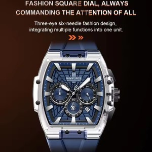 NAVIFORCE 6113 Montre sport pour homme de marque supérieure, affichage de la date, étanche, lumineuse, chronographe 24 heures, montres-bracelets pour homme - Product Image 5