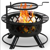 Fabricant Fournisseur Table à manger ronde portable Style cheminée en bois Conception de conduit de jardin Barbecue Grill Fire Pit