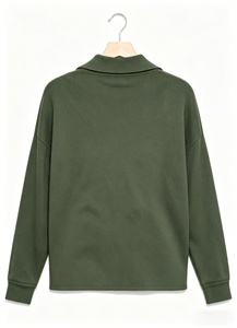 Chaqueta de Punto de Algodón BCI Personalizada OEM, Chaqueta Camisera Sostenible con Botones y Bolsillos en el Pecho para Mujer, Ropa de Abrigo para Otoño - Product Image 3