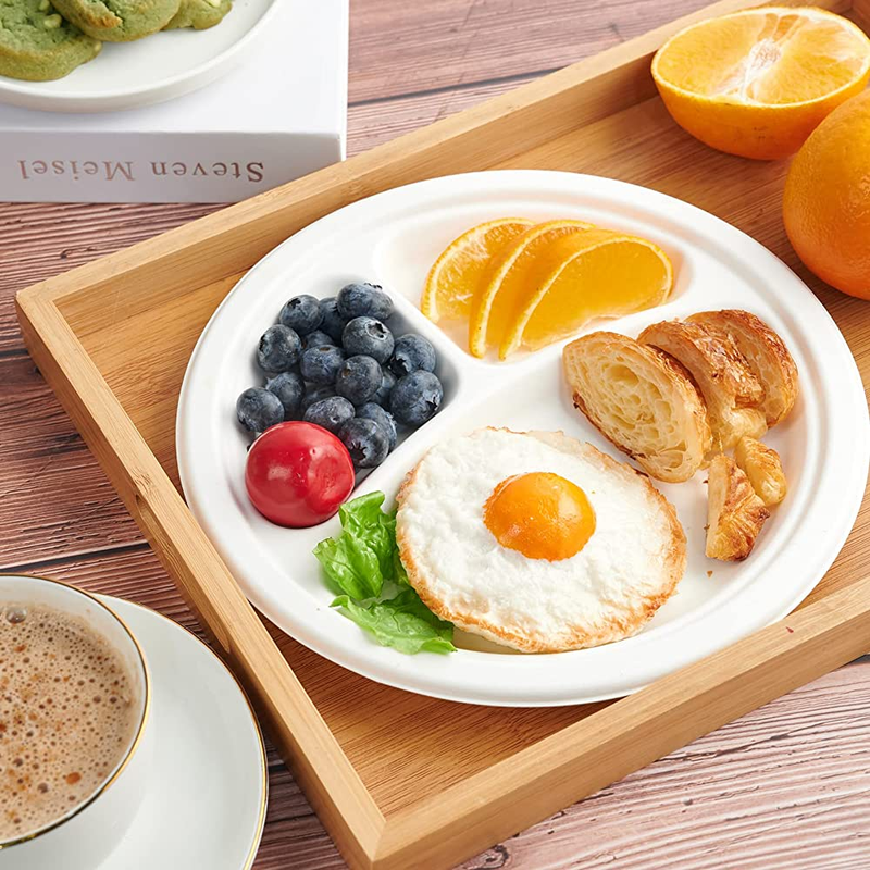 Bagasse Packaging 3 Compartment Dinner Plate