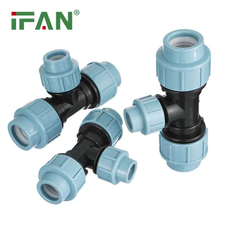 IFAN Đầu Nối Nén Tưới Tiêu PE 110 Màu Xanh Dương Tùy Chỉnh 20-100 Mm Khớp Nối Ống Nhựa PP HDPE Để Cấp Nước