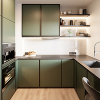 Armoires de cuisine en acier inoxydable de haute qualité thème vert antirouille avec style design français pour villas appartements hôtels centres commerciaux