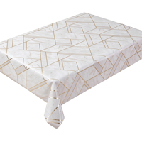Nappe de table en PVC marbré géométrique de luxe avec motif lignes dorées, imperméable et anti-taches