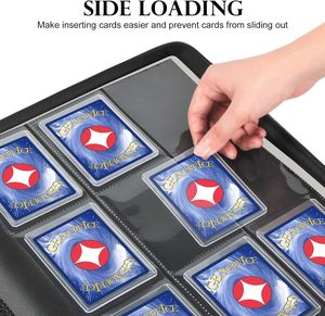 Customized Large Capacity 9 Pocket Trading Card <b>Binder</b> with PP Inner Pages Premium PU <b>Leather</b> Zipper for Collectors - Product Image 3