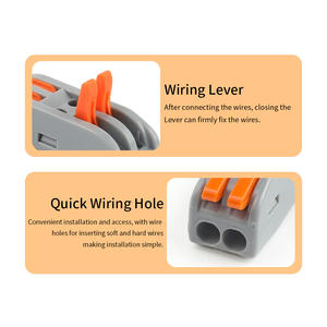 DIY GO Universele compacte elektrische kabel Push-in snelconnector Hendelveer Splice Terminal Block Snelle draadconnectoren 2-pins - Product Image 4