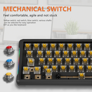 Teclado inalámbrico USB ergonómico K610 RGB 2024, teclados mecánicos intercambiables en caliente de tres modos de alta calidad, mezcla de colores, 61 teclas <span class=keywords><strong>Gateron</strong></span> - Product Image 3