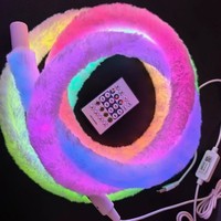 Guirlandes lumineuses LED néon tressées 5V, alimentées par USB/WiFi, contrôlées par application, indice de protection IP65, 30 LED/m, synchronisation musicale, matériau en peluche enveloppé, festivals