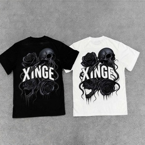 Nouveau T-shirt Homme Streetwear Oversize 2026, Meilleure Vente, Personnalisé, Vintage, Motif Crâne et Rose Gothique, Impression DTG, Coupe Boxy Courte - Product Image 3