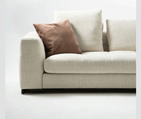 Salon de luxe minimaliste italien, chambre modèle de villa, canapé minimaliste en coton et lin importé et canapé en cuir véritable