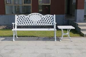 Banc de poids extérieur imperméable en fonte d'aluminium, banc de patio, de rue, de loisirs, banc de parc moderne, chaise de jardin - Product Image 4