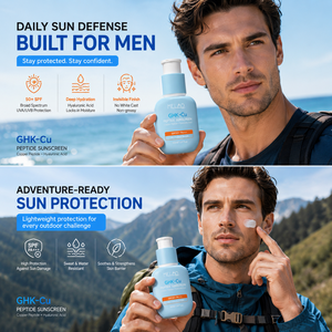 Crème solaire pour hommes à l'acide hyaluronique GHK-Cu, marque privée, SPF50+ PA+++, 50 ml, légère, non grasse, fini invisible, pour les activités de plein air - Product Image 3