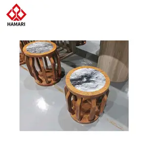 लकड़ी और पत्थर का संयोजन स्मार्ट फर्नीचर संगमरमर कृत्रिम पत्थर कॉफी टेबल पत्थर की कुर्सी