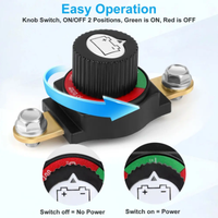 Interrupteur de coupure de batterie noir 12V-48V à 2 voies avec borne latérale en cuivre pour voiture, camping-car, bateau