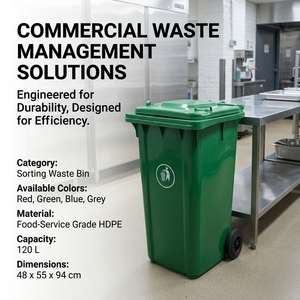 Poubelle de recyclage extérieure en plastique 100L/120L/240L, écologique, mobile, avec couvercle roulant - Product Image 6