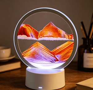 Modern Desk Lamp - 3D <b>Light</b> Emitting Diode Desk Lamp, <b>LED</b> Moving Art Dynamic Sand Scenery Flow Sand Painting, Quick Sand Lamp - Product Image 6