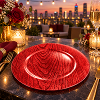 Assiette de Présentation Texturée de Luxe en Plastique 13 pouces, Revêtement Poudré, Décorative Gaufrée, Décoration de Table Moderne et Élégante pour Mariage