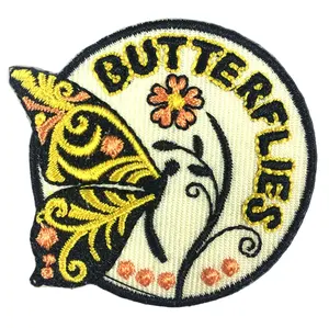 Wholesale Butterfly and flower embroidery patches Heat Press stickers iron on patches for Clothing hat pants shoes bags