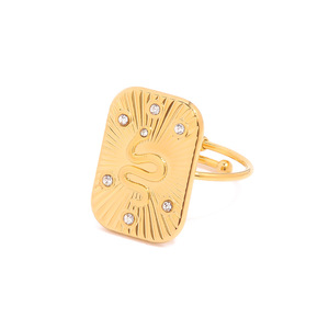 Anillo Geométrico Cuadrangular de Acero Inoxidable con Bisel de Piedra Natural, Joyería de Moda Unisex, Regalo - Product Image 5