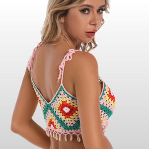 Traje de Baño de Ganchillo Hecho a Mano, Falda Mini de Playa con Diseño de Cuadrados, Falda de Baño con Diseño de Conchas - Product Image 4