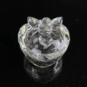 Hart Glas Kristal Sieraden Trinket Boxe Met Bloem Deksel MH-QT0476