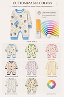 Combinaison pour bébé personnalisée, imprimée, à manches longues, combinaison pour nourrisson, adorable combinaison pour bébé avec motif d'animaux de dessin animé, vêtements de nuit en coton doux, OEM/ODM en gros