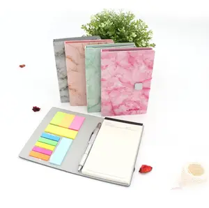 Instock Set Alat Tulis Kantor, Notebook Kulit PU dengan Pena dan Pad Memo Catatan Lengket