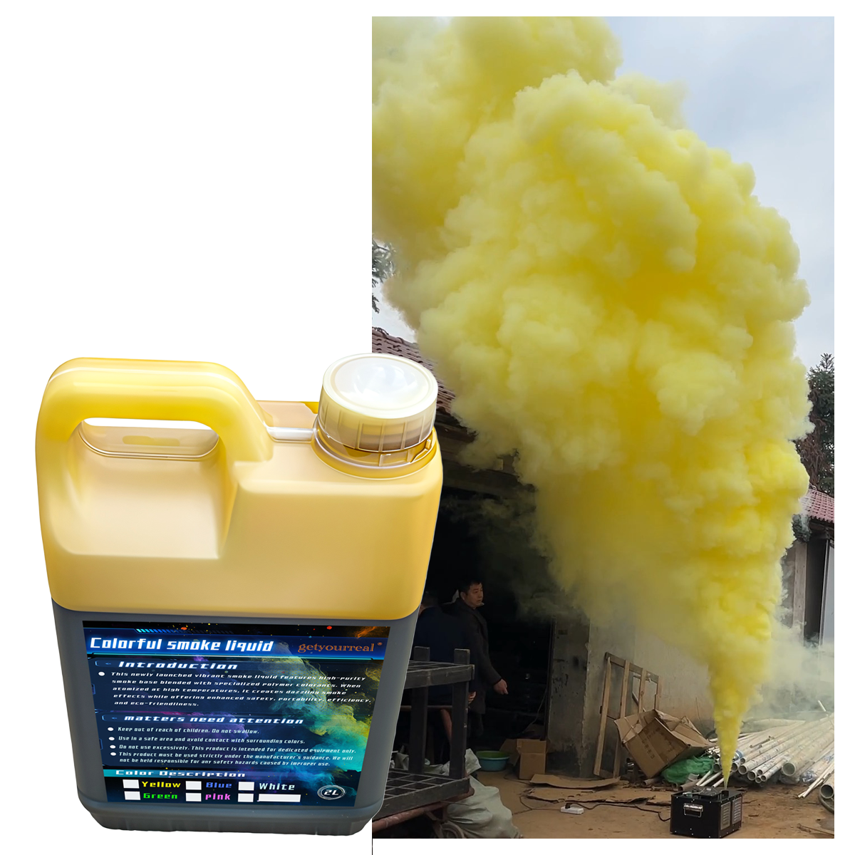 Liquide de brouillard de couleur jaune