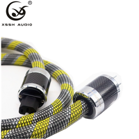 Câble d'alimentation audiophile haut de gamme : Câble d'alimentation CA YIVO DIY/OEM 14 mm, connecteur mâle US 3 broches + connecteur femelle IEC en fibre de carbone