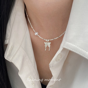 S925 Pure Silver Love <b>Pearl</b> <b>Necklace</b> Y01403 Fresh and Sweet Style with <b>Gold</b> Plating Irregular and Personalized Design - Product Image 5