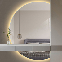 Miroir mural décoratif demi-lune sans cadre avec capteur tactile, nouvelle conception, miroir LED pour salle de bain, miroir intelligent pour salle de bain